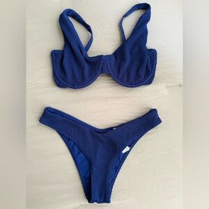 Abercrombie & Fitch Blue Ribbed Bikini Set